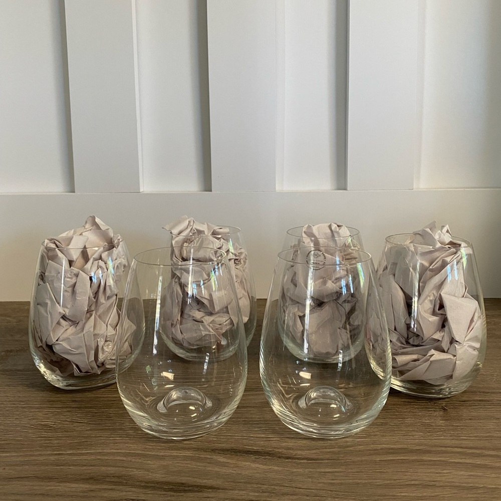 Set of 6 LENOX stemless wine glasses